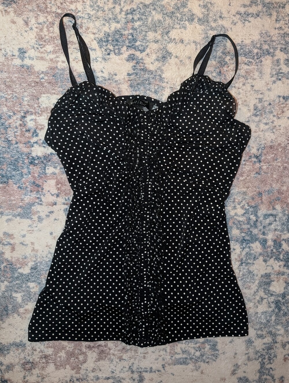 Black & White Polka Dot Ruched Camisole